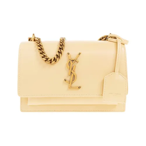 SAINT LAURENT SUNSET Calfskin Sunset Bag Shoulder Bag Crossbody Bag Small Size Women's Yellow