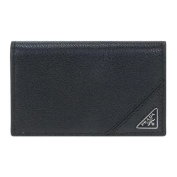 PRADA Leather Business Card Holder Card Case Men's Black