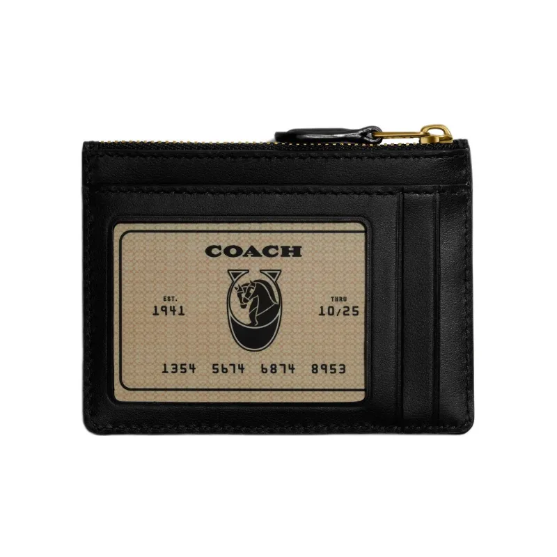 COACH Boxed Woven Jacquard With Calfskin Document Bag, Card Holder Mini Women's Black-1