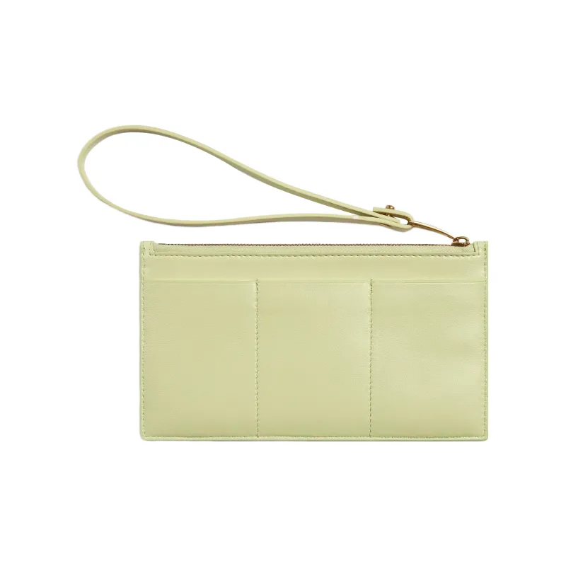 Bottega Veneta Lambskin Calfskin Clutch Regular Women's Lemon-1
