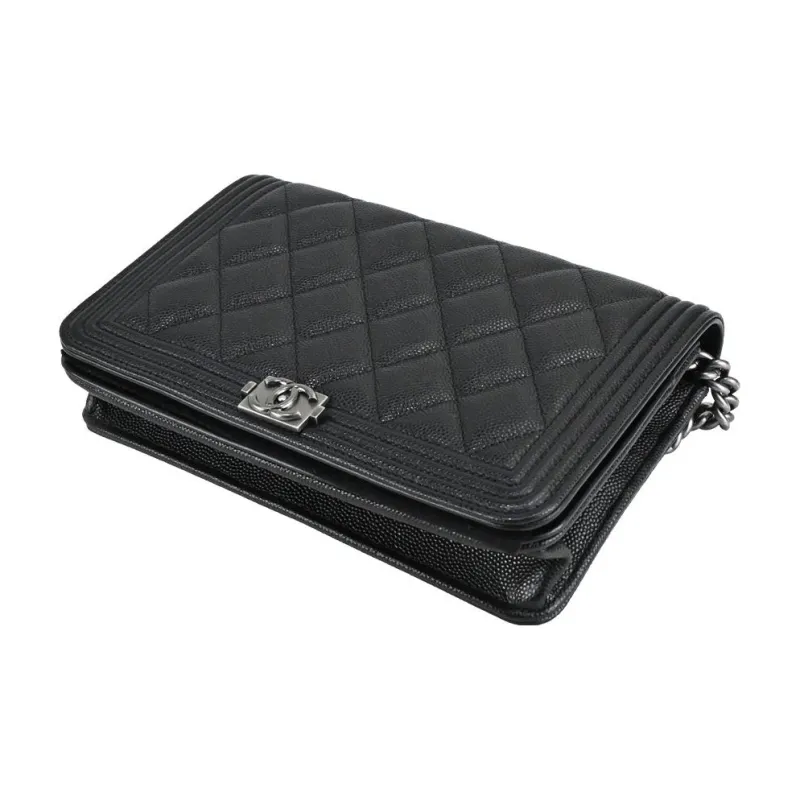 CHANEL LeboyWOC Cow Leather Pochette Crossbody Bag, Shoulder Bag Women's Black-2