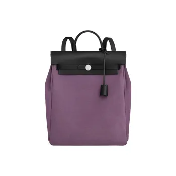 HERMES Herbag Zip Canvas With Hunter Cow Leather Handbag Backpack Women's Black/Grenadine/Indigo Blue