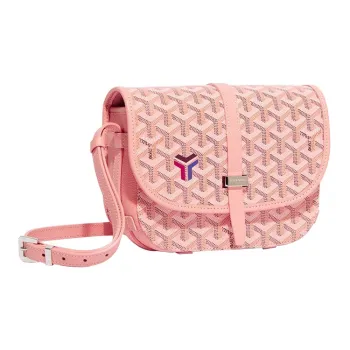 GOYARD Canvas With Calfskin Messenger Bag, Crossbody Bag, Shoulder Bag Women's Pink