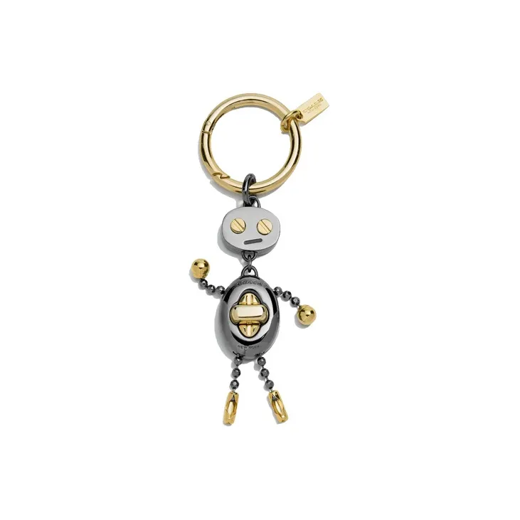 COACH Metal Keychain Bag Charm Bag Merch Women's Silver-0