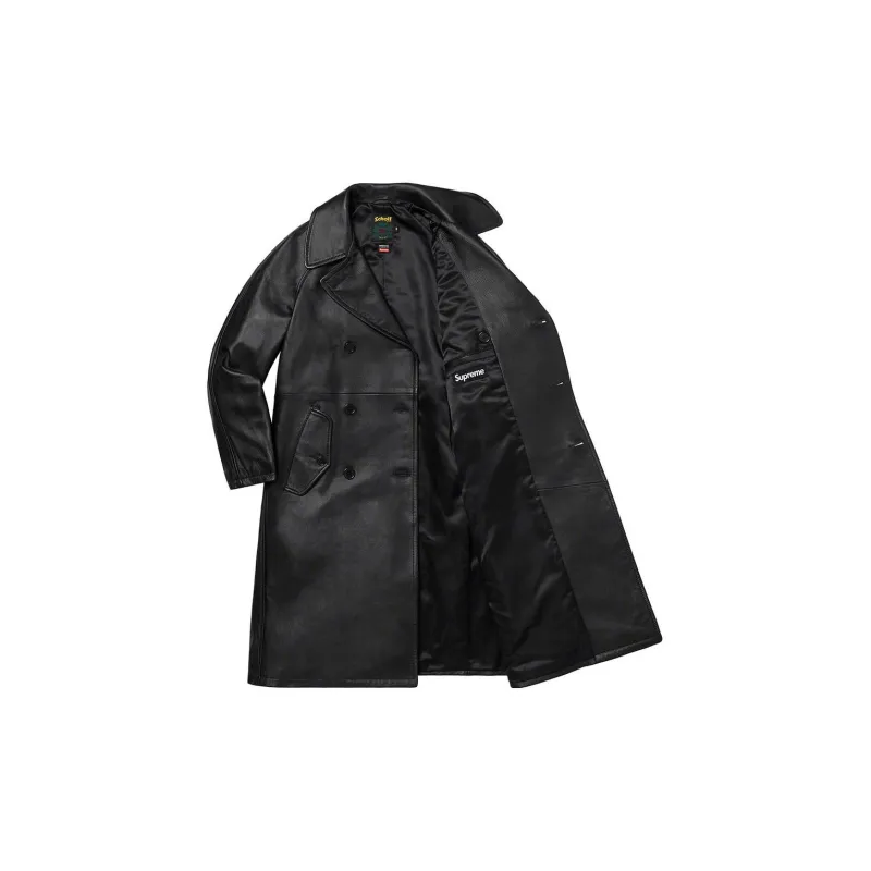 Supreme Schott Leather Trench Coat-2
