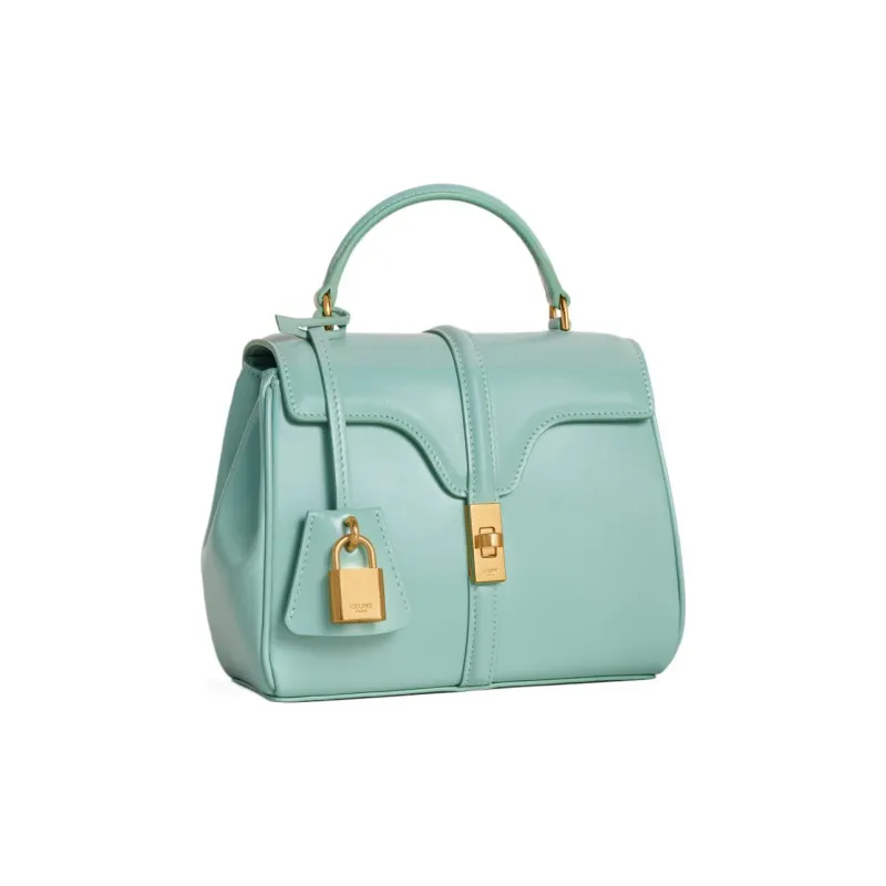 CELINE 16 Satin Cow Leather Shoulder Bag Crossbody Bag Handbag Mini Women's Mint Green-1