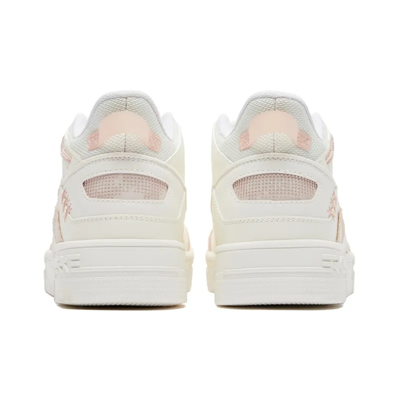 Erke Rising Coverage Anti-Slip And Wear-Resistant Low-Top Skateboard Shoes Women's White Pink-3