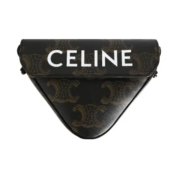 CELINE Canvas With Leather Triangle Bag, Shoulder Bag, Crossbody Bag Women's Brown