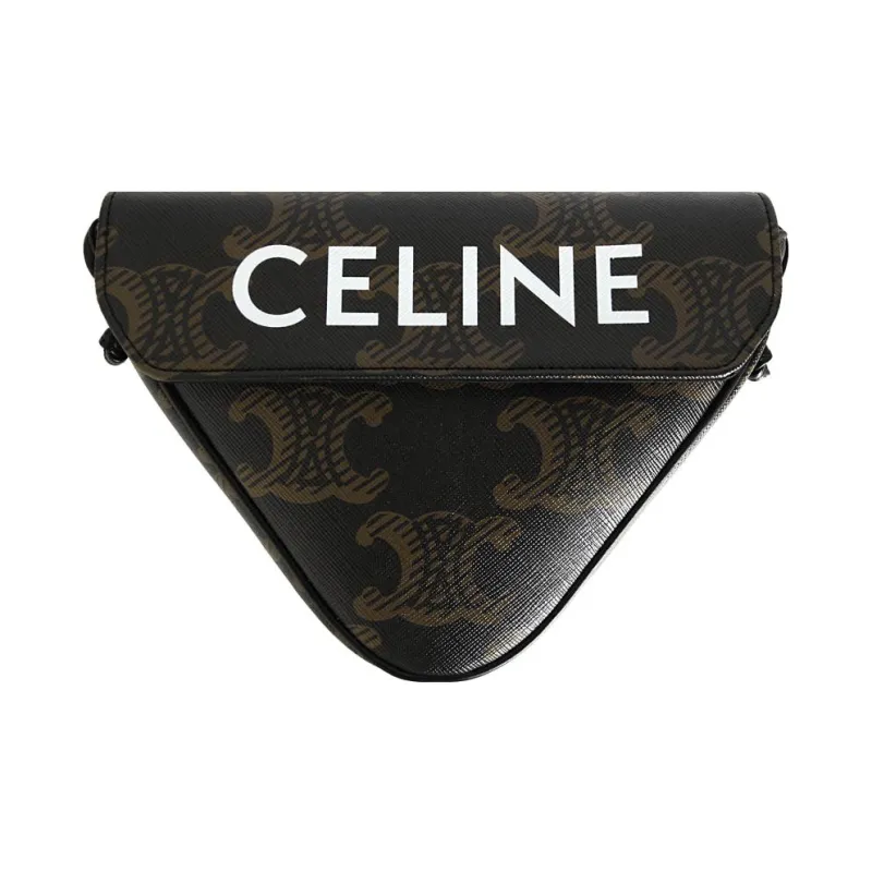 CELINE Canvas With Leather Triangle Bag, Shoulder Bag, Crossbody Bag Women's Brown-0