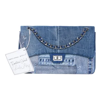 Emotional World Denim Shoulder Bag Crossbody Bag Medium Size Women's Light Blue/Blue/Dark Blue