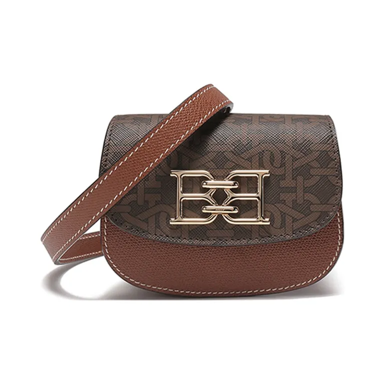 BALLY Leather Saddle Bags Crossbody Bags Fanny Pack Women's Brown-0