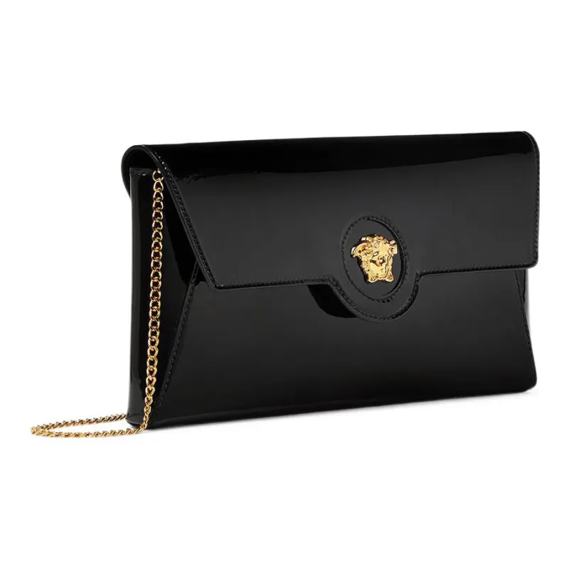 VERSACE La Medusa Cow Leather Envelope Bag One Shoulder Crossbody Clutches Women's Black-1