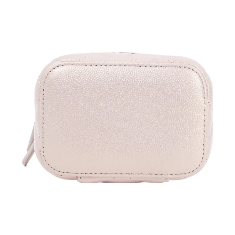 CHANEL Embossed Calfskin Square Box Makeup Bag, Shoulder Bag, Crossbody Bag Trumpets Women's Pink-4