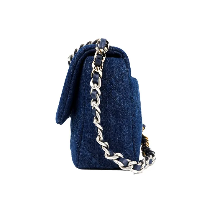 CHANEL 19Bag Denim Flap Bag, Shoulder Bag, Crossbody Bag Women's Dark Blue-2