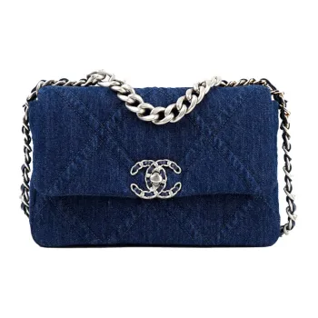 CHANEL 19Bag Denim Denim Mouth Cover Bag Crossbody Bag Regular Women's Dark Blue
