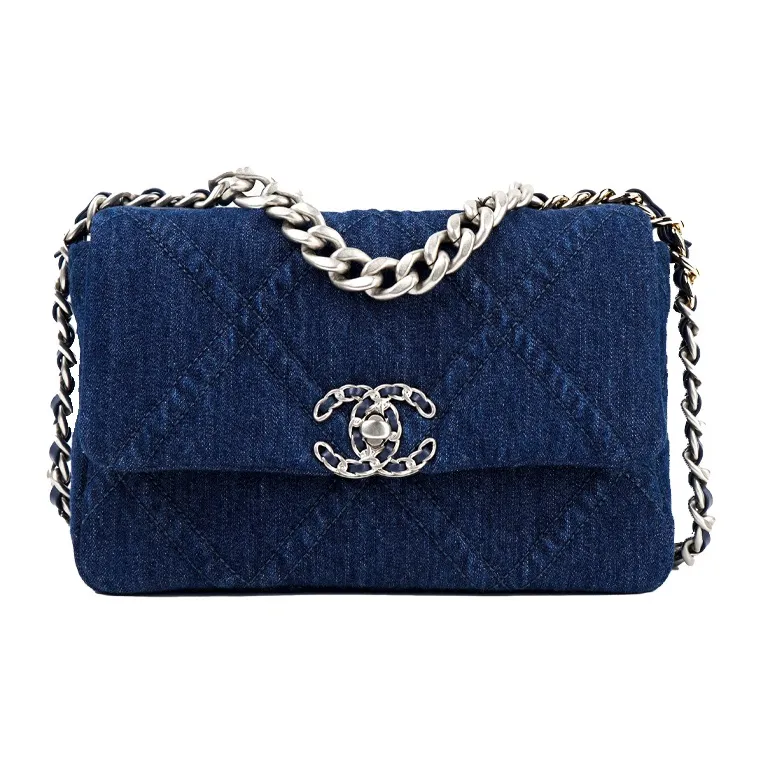 CHANEL 19Bag Denim Flap Bag, Shoulder Bag, Crossbody Bag Women's Dark Blue-0