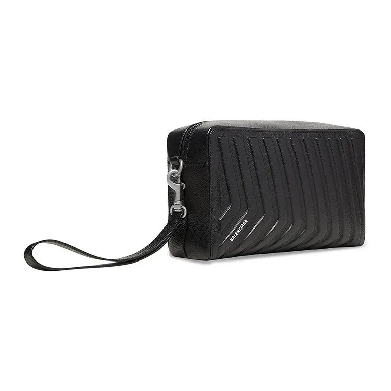 Balenciaga Grained Calfskin Toiletry Bag Men's Black-1