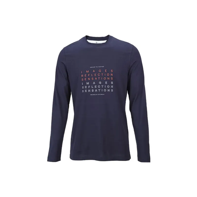 Brunello Cucinelli Text Print Long sleeve T shirt-0