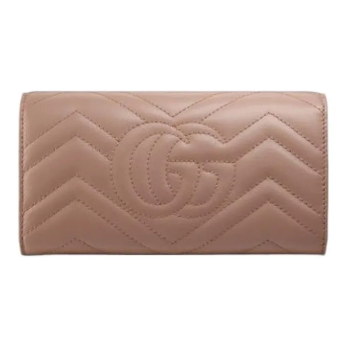 GUCCI Marmont Leather Wallet Women's Dark Pink-1