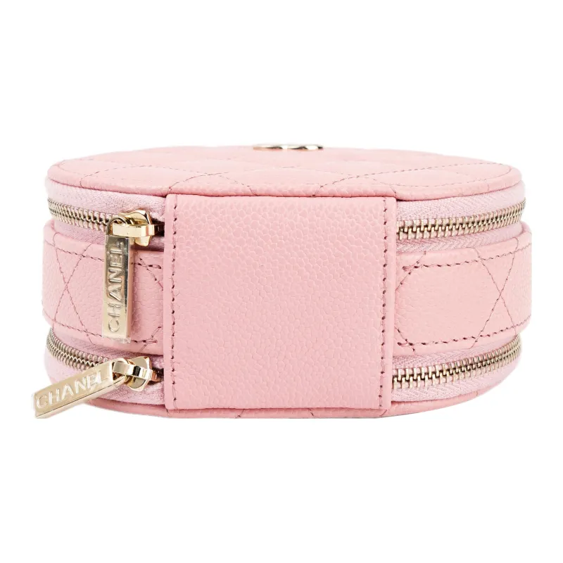 CHANEL 22c Early Spring Embossed Calfskin With Grains Round Bag Shoulder Bag Crossbody Bag Handbag Women's Pink-3