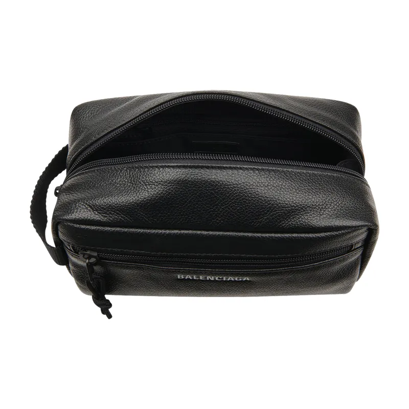 Balenciaga Explorer Grain Calfskin Clutch Toiletry Bag Regular Men's Black-3