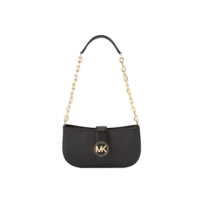 MICHAEL KORS Carmen Artificial Leather Crescent Bag, Shoulder Bag Trumpets Women's Black-0