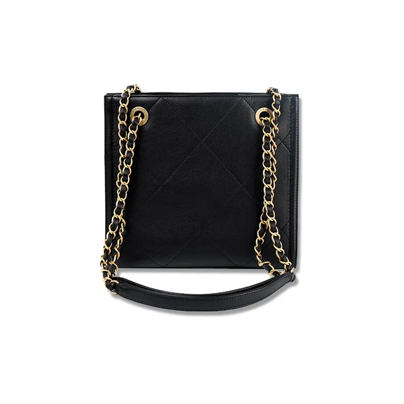 CHANEL Cow Leather Tote Bag, Shopping Bag, Handbag Women's Black-2