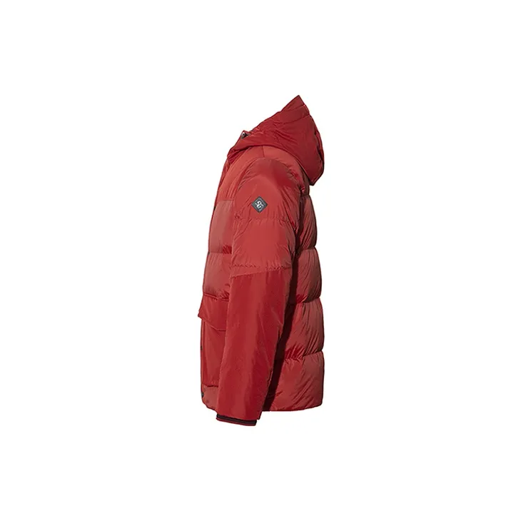 RARE FW22 Solid Color Hooded Long Down Jacket Men's Red-2