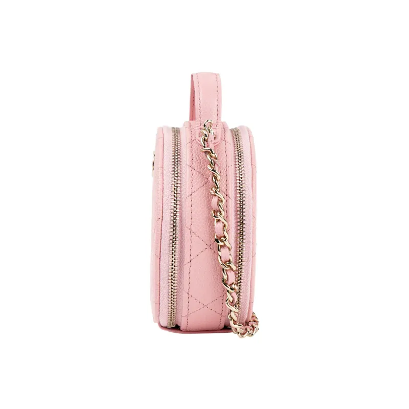 CHANEL 22c Early Spring Embossed Calfskin With Grains Round Bag Shoulder Bag Crossbody Bag Handbag Women's Pink-2