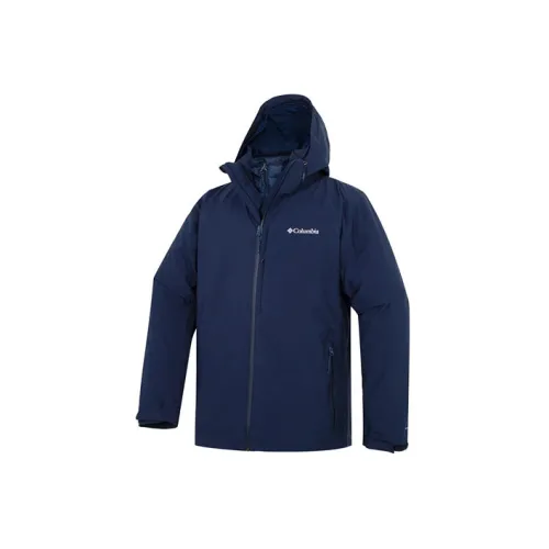 Columbia Windbreaker Jackets Men Navy Blue