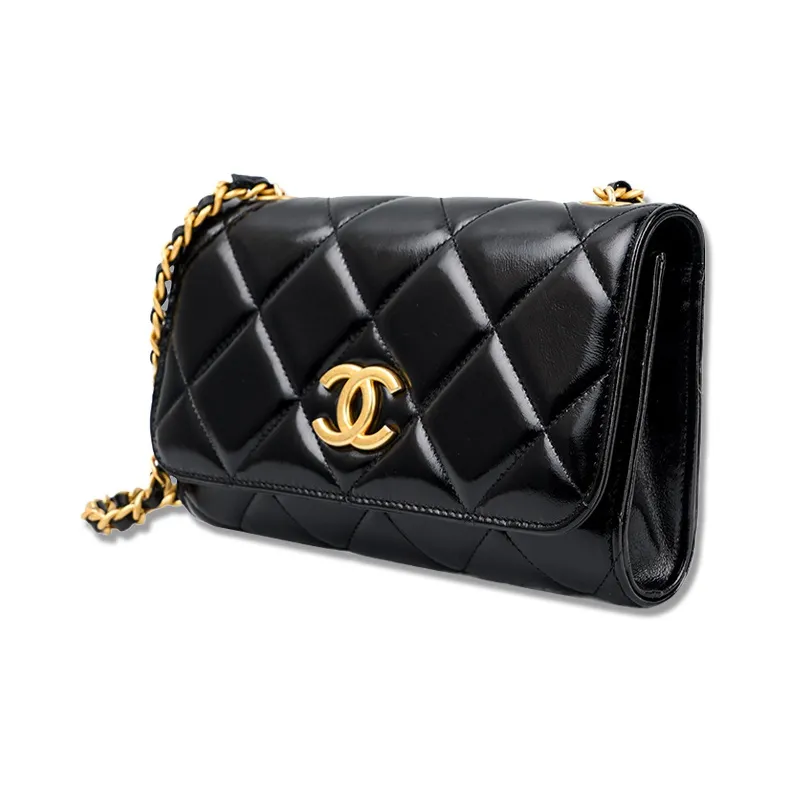 CHANEL WOC Cow Leather Flap Bag, Crossbody Bag, Shoulder Bag Women's Black-1