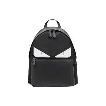 FENDI Nylon Backpack Unisex Black/Silver White