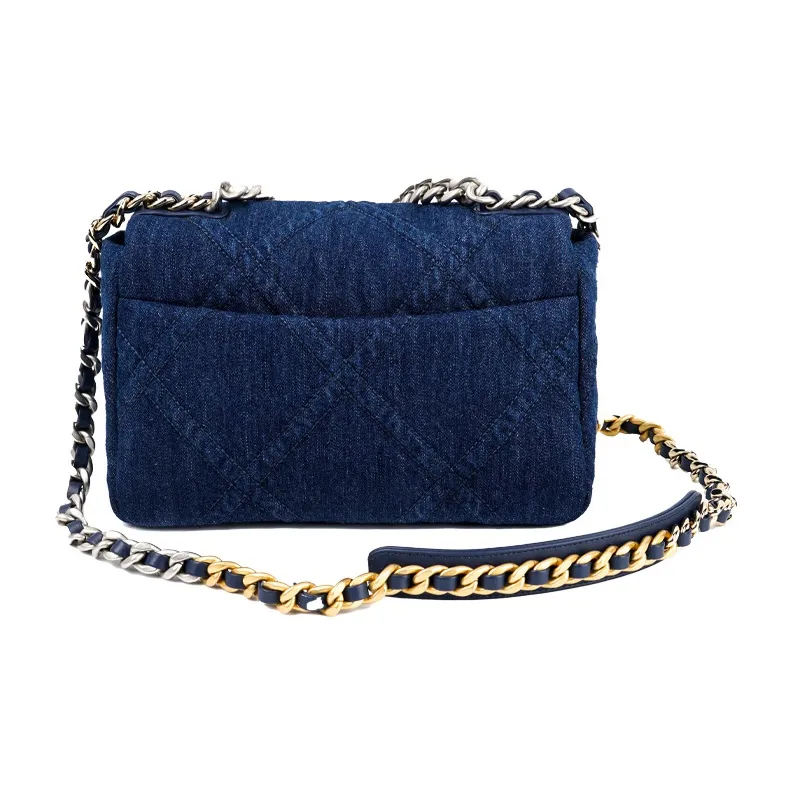 CHANEL 19Bag Denim Flap Bag, Shoulder Bag, Crossbody Bag Women's Dark Blue-3