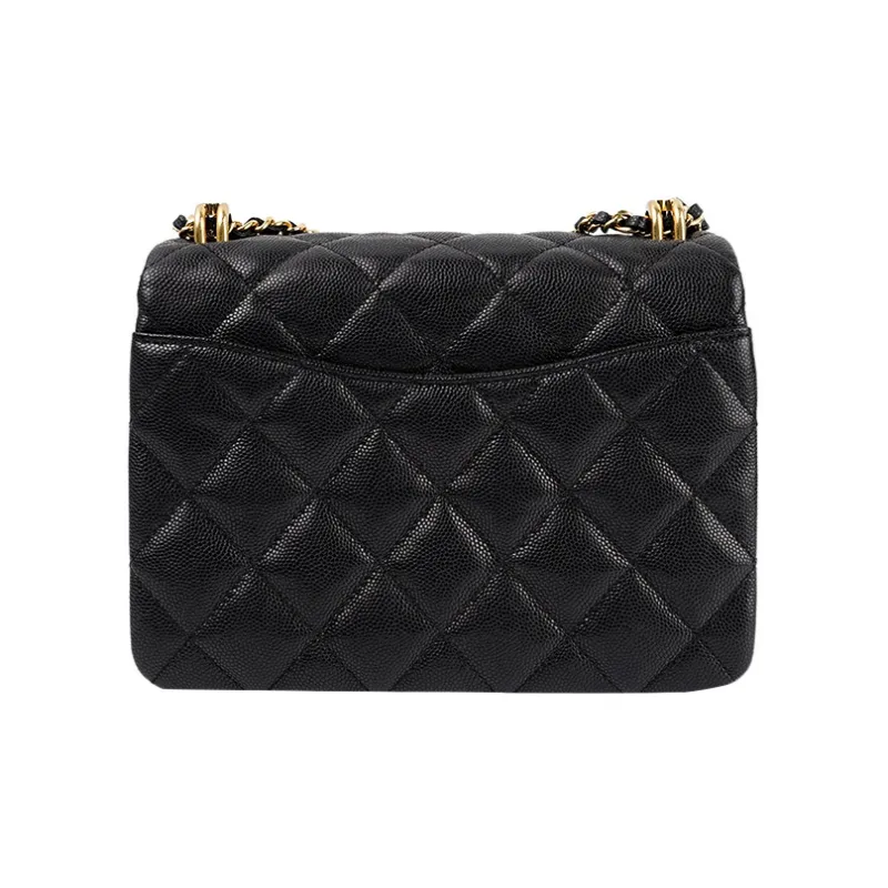CHANEL 22K Autumn And Winter Litchi Cow Leather Crossbody Bag, Shoulder Bag Women's Black-3