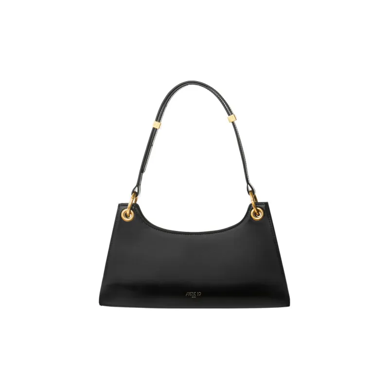 APEDE MOD Cow Leather Frog Bag Baguette Bag Shoulder Bag Women's Black Plain Weave-0