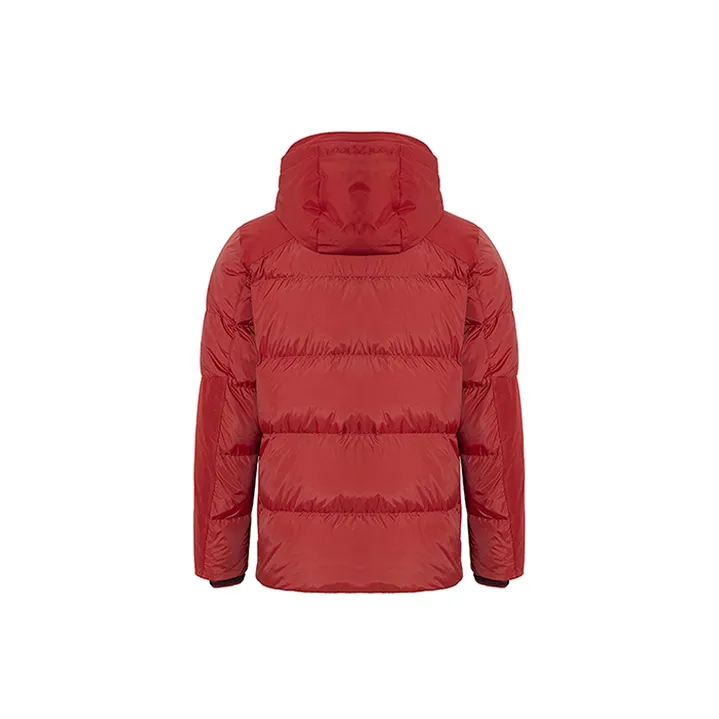 RARE FW22 Solid Color Hooded Long Down Jacket Men's Red-1