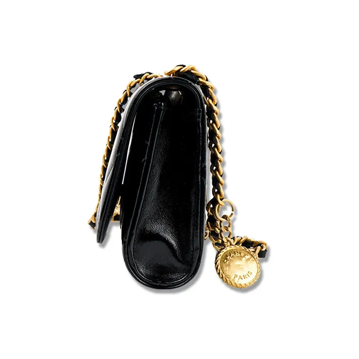 CHANEL WOC Cow Leather Flap Bag, Crossbody Bag, Shoulder Bag Women's Black-2