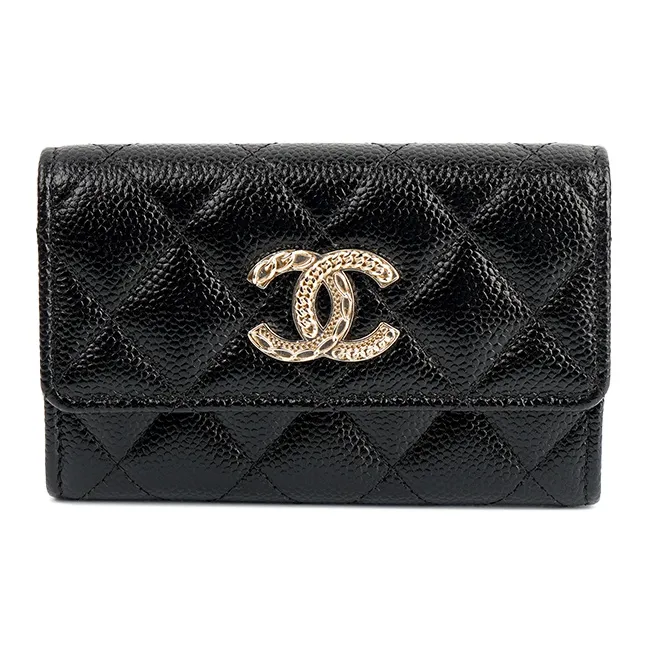 CHANEL 22K Autumn And Winter Cow Leather Card Holder, Wallet, Wallet, Wallet Women's Black-0
