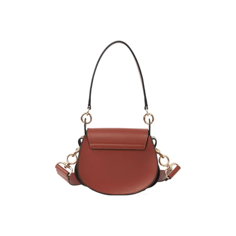 Chloe Tess Smooth Calfskin With Suede Saddle Bag, Shoulder Bag, Crossbody Bag Trumpets Women's Dark Umber-2