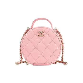 CHANEL 22c Early Spring Embossed Calfskin With Grains Round Bag Shoulder Bag Crossbody Bag Handbag Women's Pink