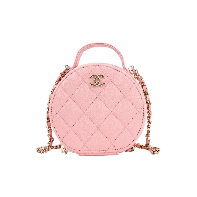 CHANEL 22c Early Spring Embossed Calfskin With Grains Round Bag Shoulder Bag Crossbody Bag Handbag Women's Pink-0