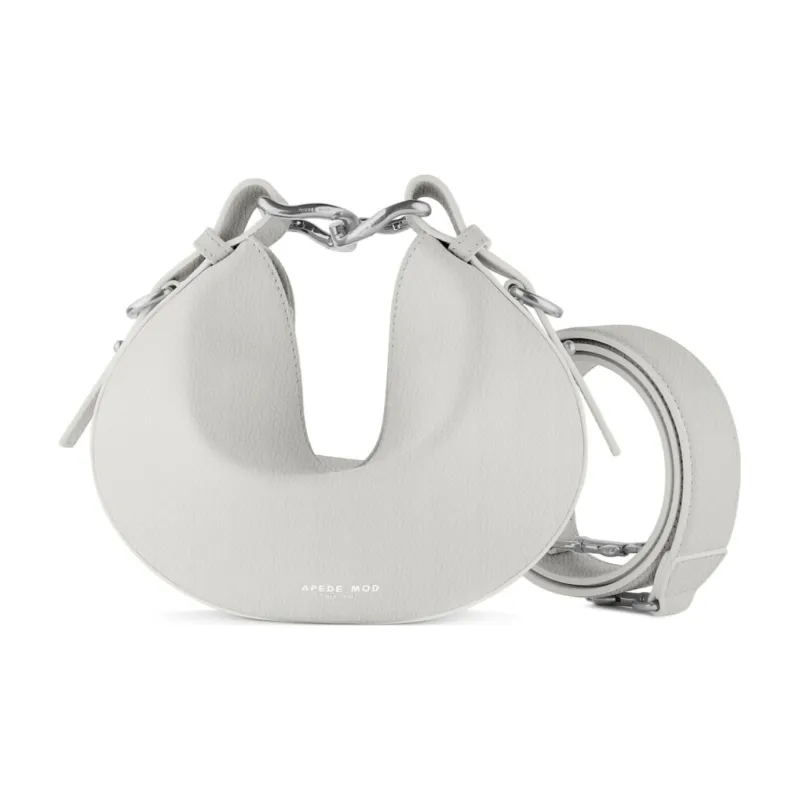 APEDE MOD Cow Leather Crossbody Bag Trumpets Women's White Litchi Grain-0