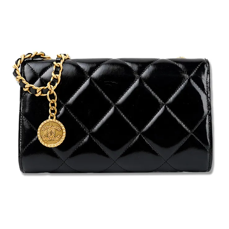 CHANEL WOC Cow Leather Flap Bag, Crossbody Bag, Shoulder Bag Women's Black-3