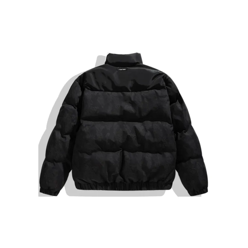 FORHUG Turtleneck Loose Fit Long Sleeved Puffer Jacket Unisex Black-2