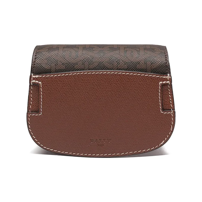 BALLY Leather Saddle Bags Crossbody Bags Fanny Pack Women's Brown-3