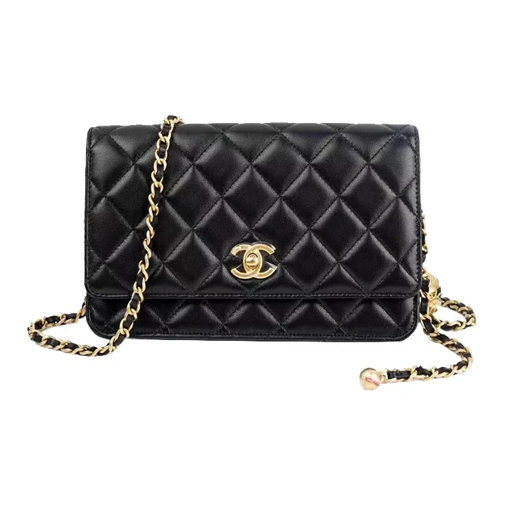 CHANEL WOC Sheepskin Wallet On Chain, Shoulder Bag, Crossbody Bag Regular Women's Black-1