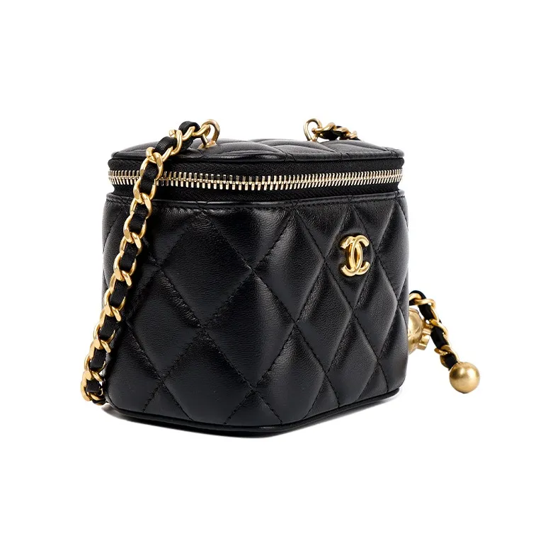 CHANEL Little Golden Ball Sheepskin Box Bag, Crossbody Bag, Shoulder Bag Women's Black-1