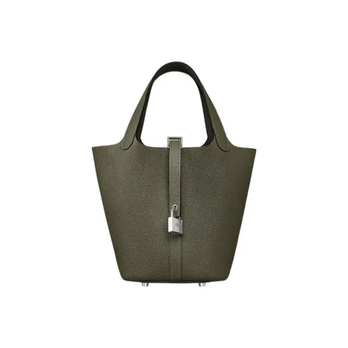 HERMES Picotin Lock Maurice Bullock Leather Basket Bag Bucket Bag Handbag Women's 61 Vert Olive Olive Green