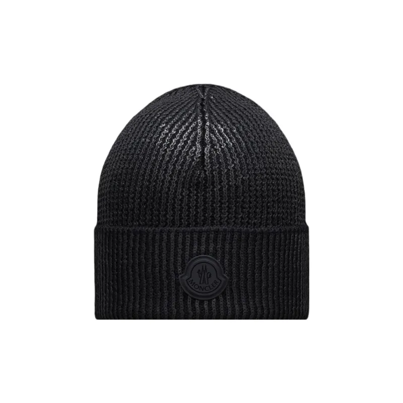Moncler Logo Patch Ribbed Knit Beanie-0