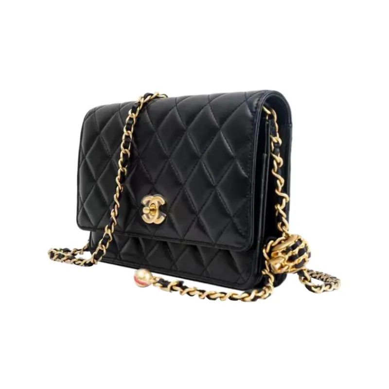 CHANEL WOC Sheepskin Wallet On Chain, Shoulder Bag, Crossbody Bag Regular Women's Black-2